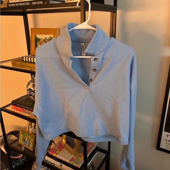 Alo Size S Light Blue Polo Henley Pullover - Picture 2 of 4